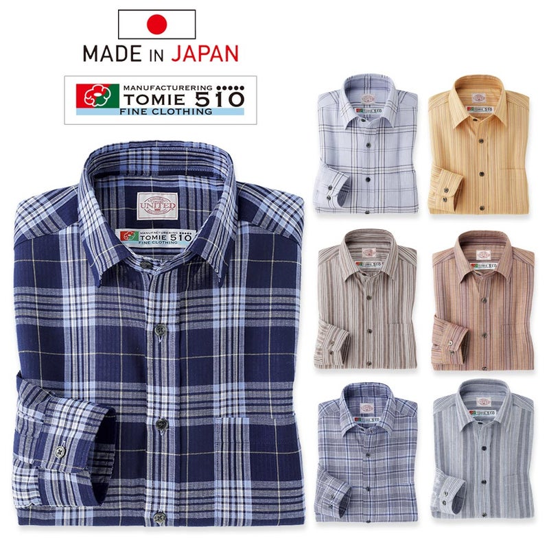 メンズ/日本製/富江工房 しじら織り長袖シャツ