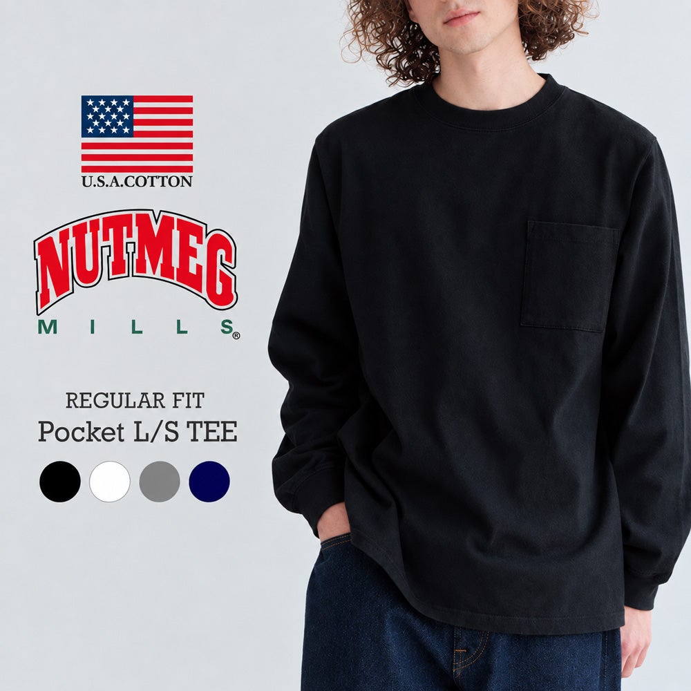 NUTMEG MILLS/メンズ/USAコットン/ポケット ロンT